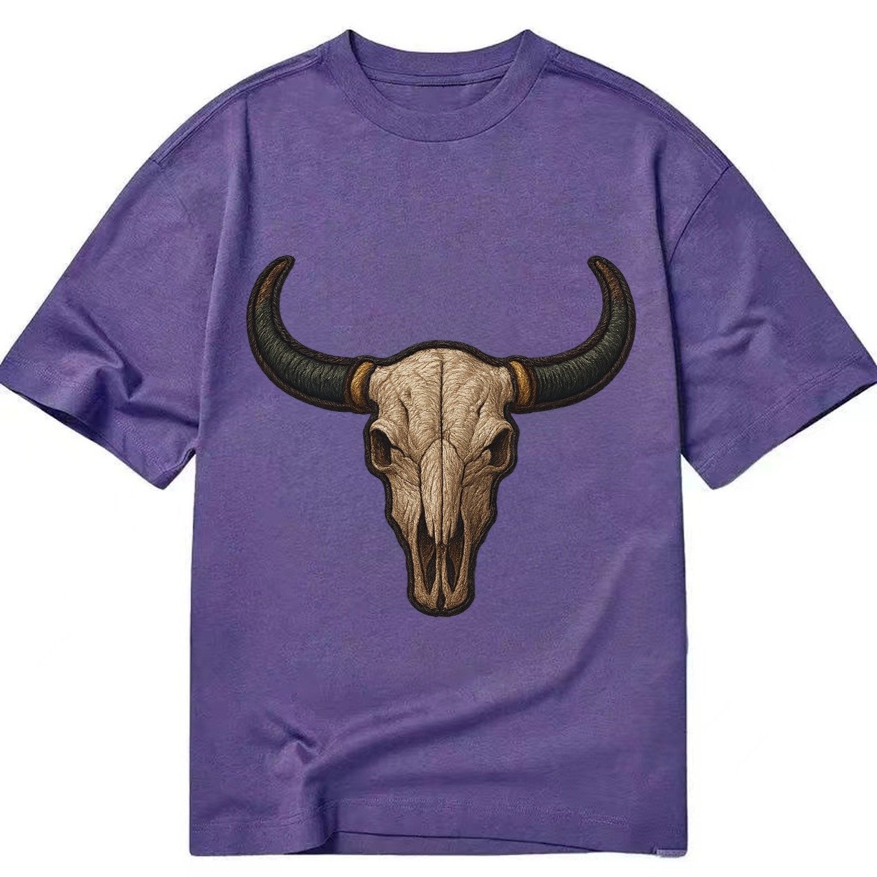 Bull Skull Longhorn Skull With Horns Classic T-shirt – Purple