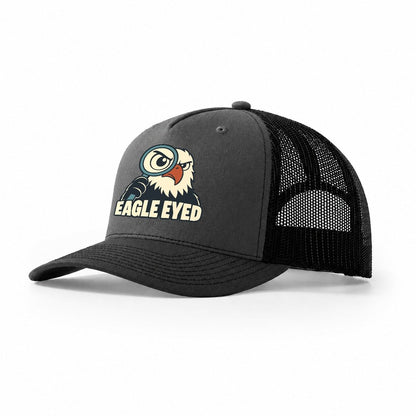 Eagle Eyed Familiar Punchlines Trucker Hat – Dark Grey Black