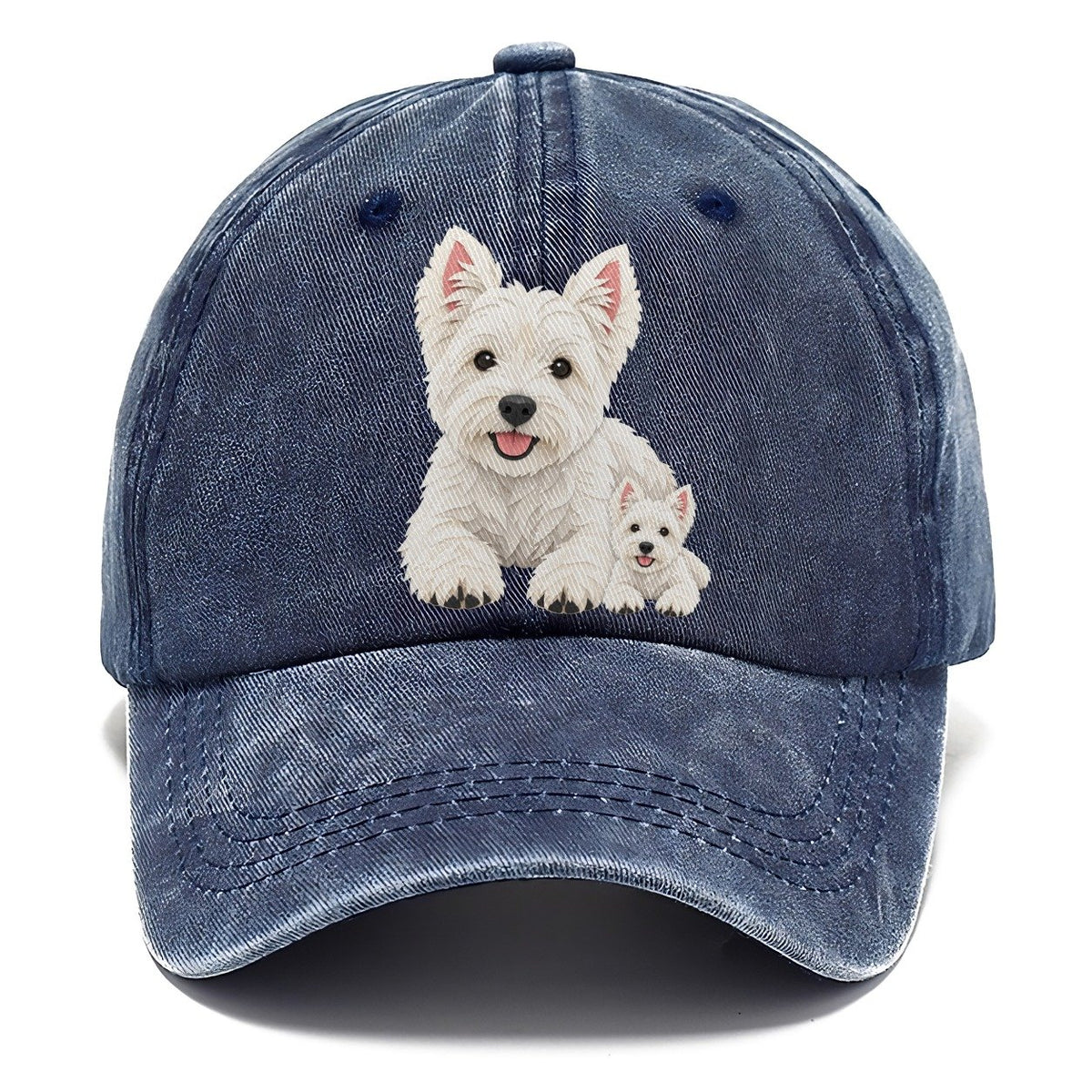 Cut-Paper Westie Lying Down Classic Cap – Twilight Navy