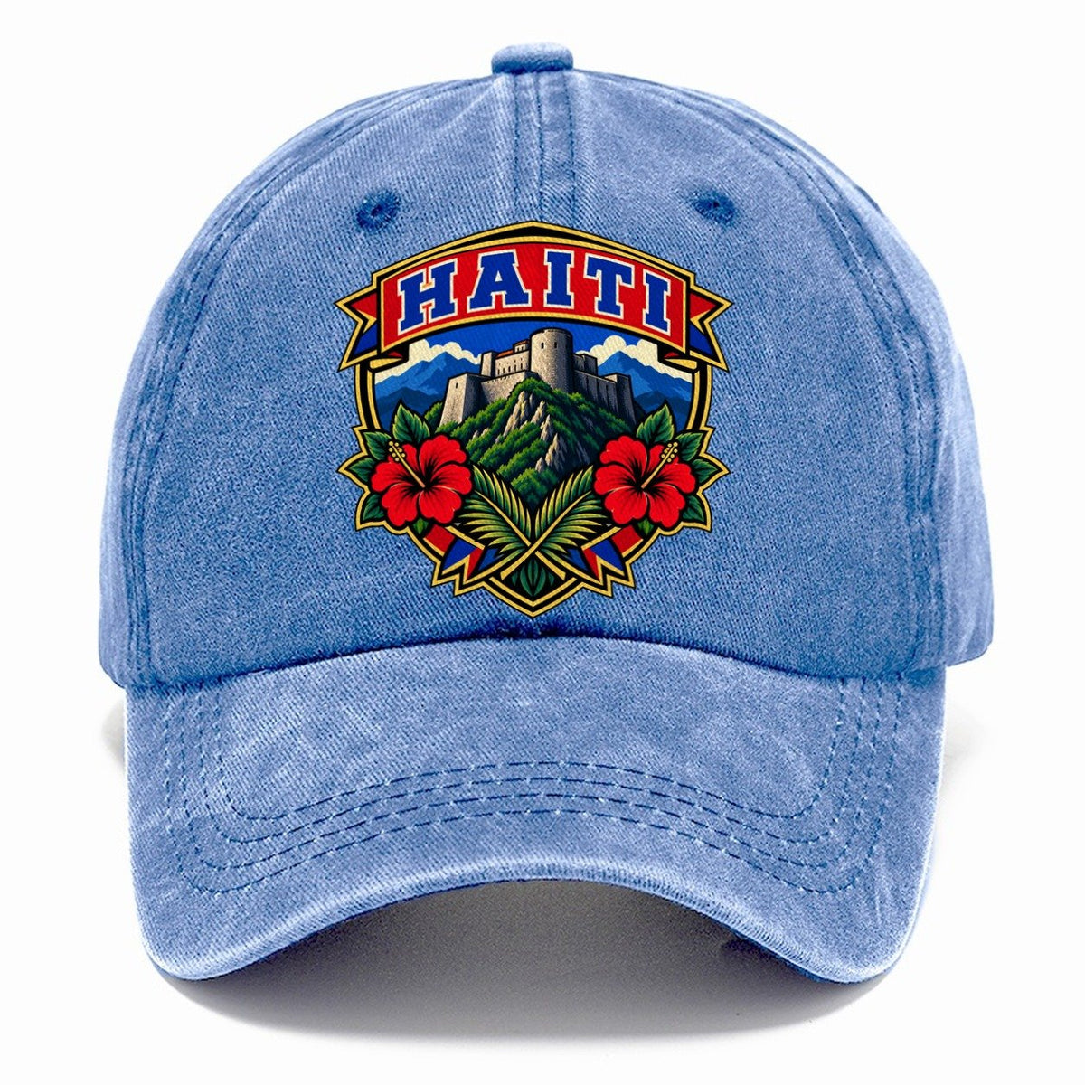 Haiti Retro Badge Country Logos Classic Cap – Summer Sky