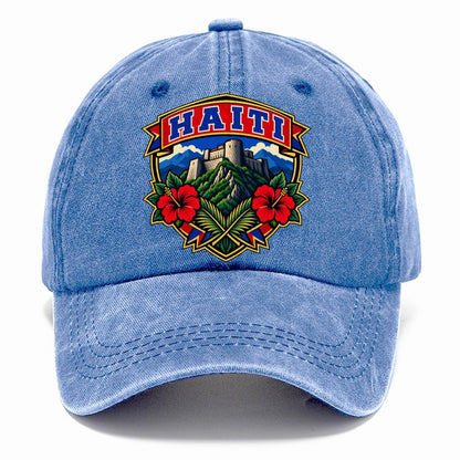 Haiti Retro Badge Country Logos Classic Cap – Summer Sky