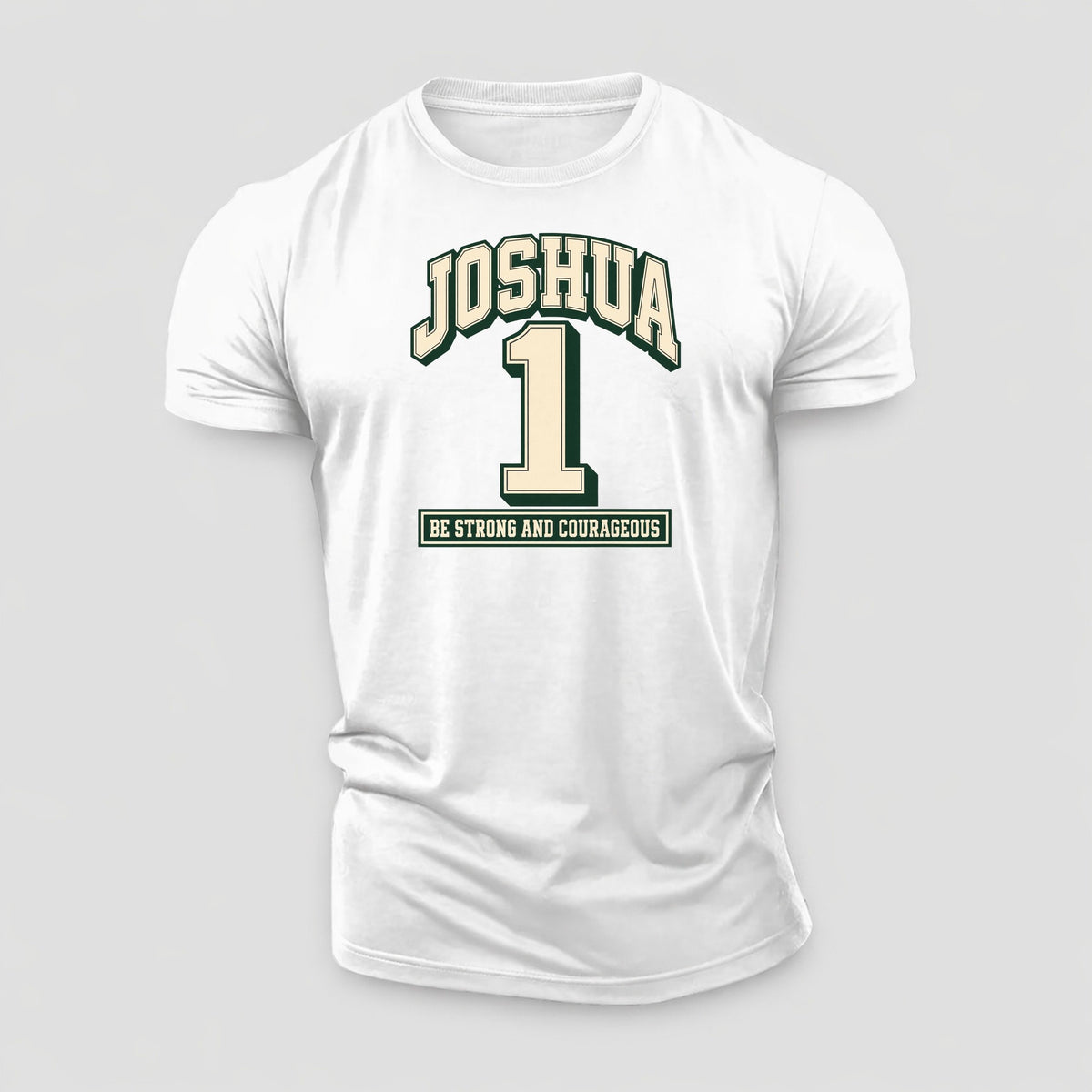 Joshua 1 Varsity Chapel Varsity Cotton T-Shirt – White