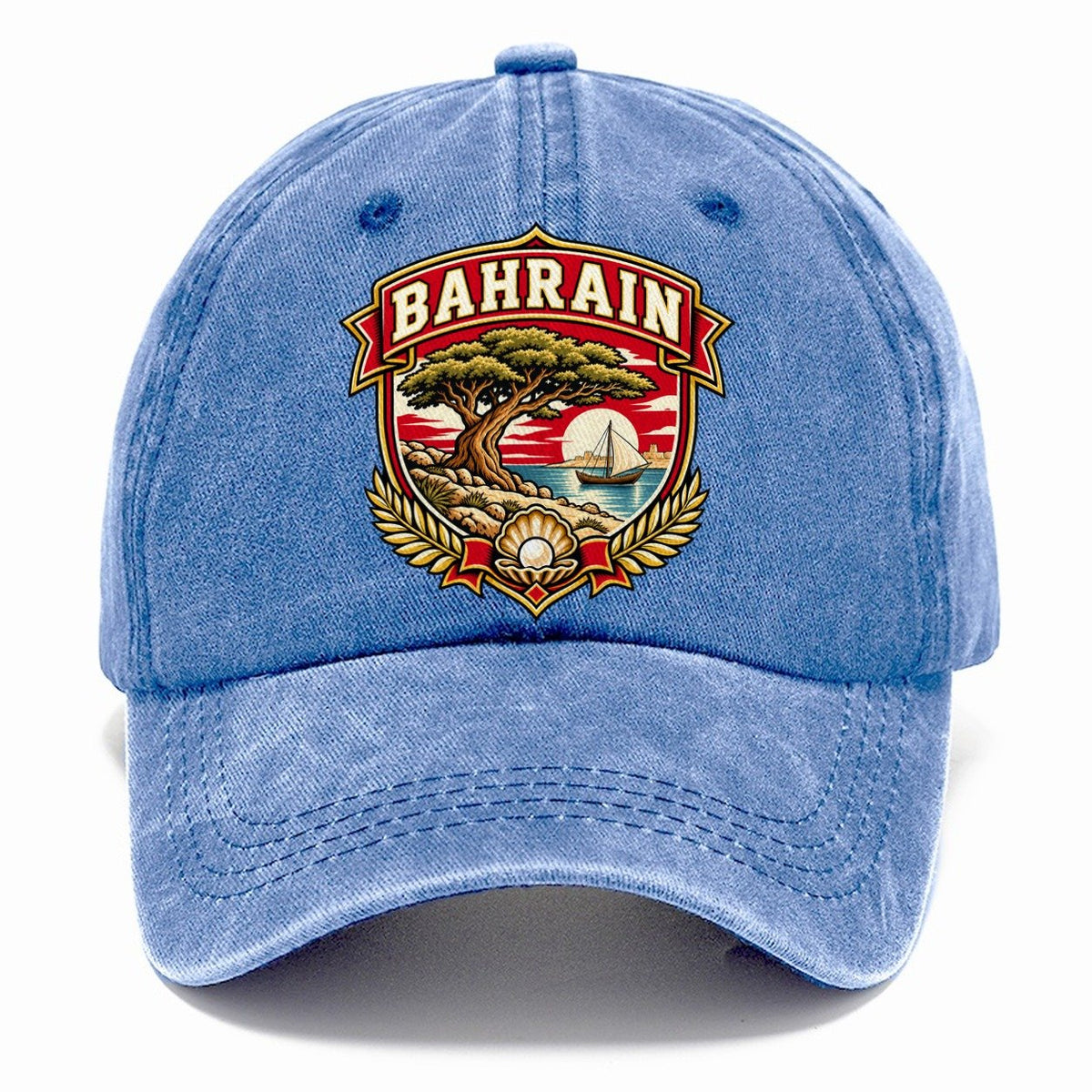 Bahrain Retro Badge Country Logos Classic Cap – Summer Sky