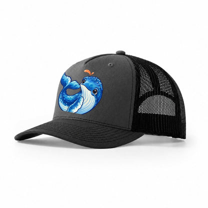 Humpback Whale Tail Curl Sea Sprite Trucker Hat – Dark Grey Black