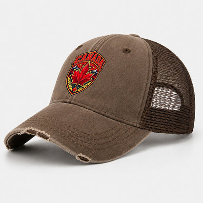 Canada Retro Badge Country Logos Washed Trucker Hat – Coffee