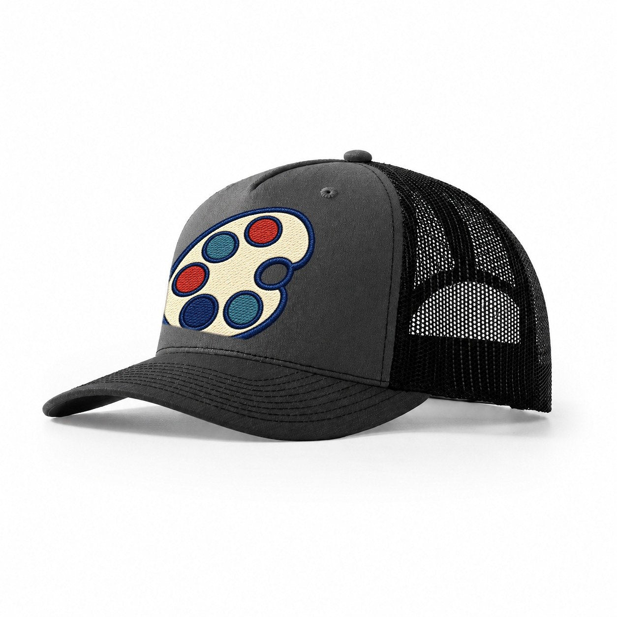 Painter Palette Tiny Solo Marks Trucker Hat – Dark Grey Black