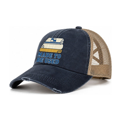 Made To Be Used Sewing And Quilting Women's Ponytail Trucker Hat – Navy Khaki