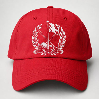 Flag And Ball Crest Golf Life Baseball Cap – Red