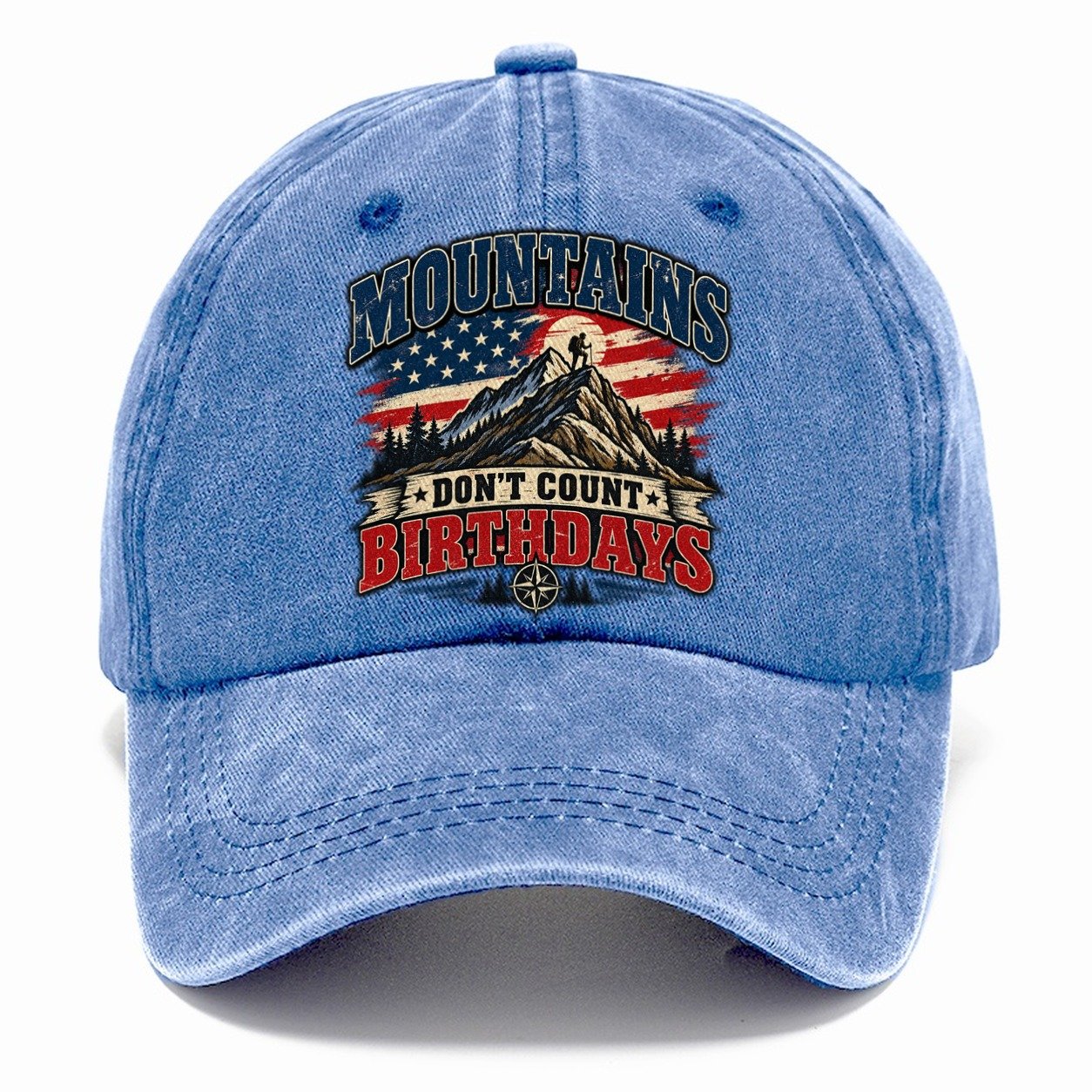 Mountains Don T Count Birthdays Old Man Strong Classic Cap – Summer Sky