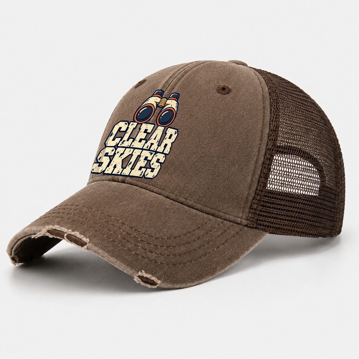 Clear Skies Astronomy And Stargazing Washed Trucker Hat – Coffee