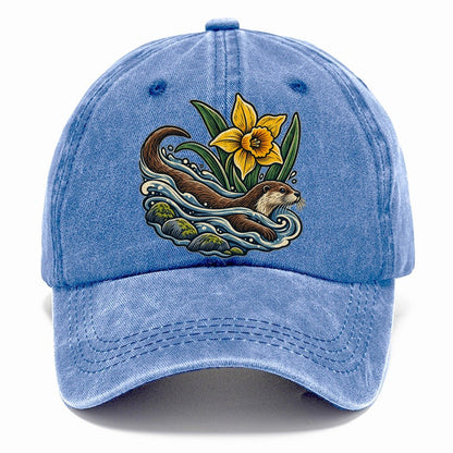 Welsh Otter And Daffodil Stream Uk Culture Heritage Classic Cap – Summer Sky