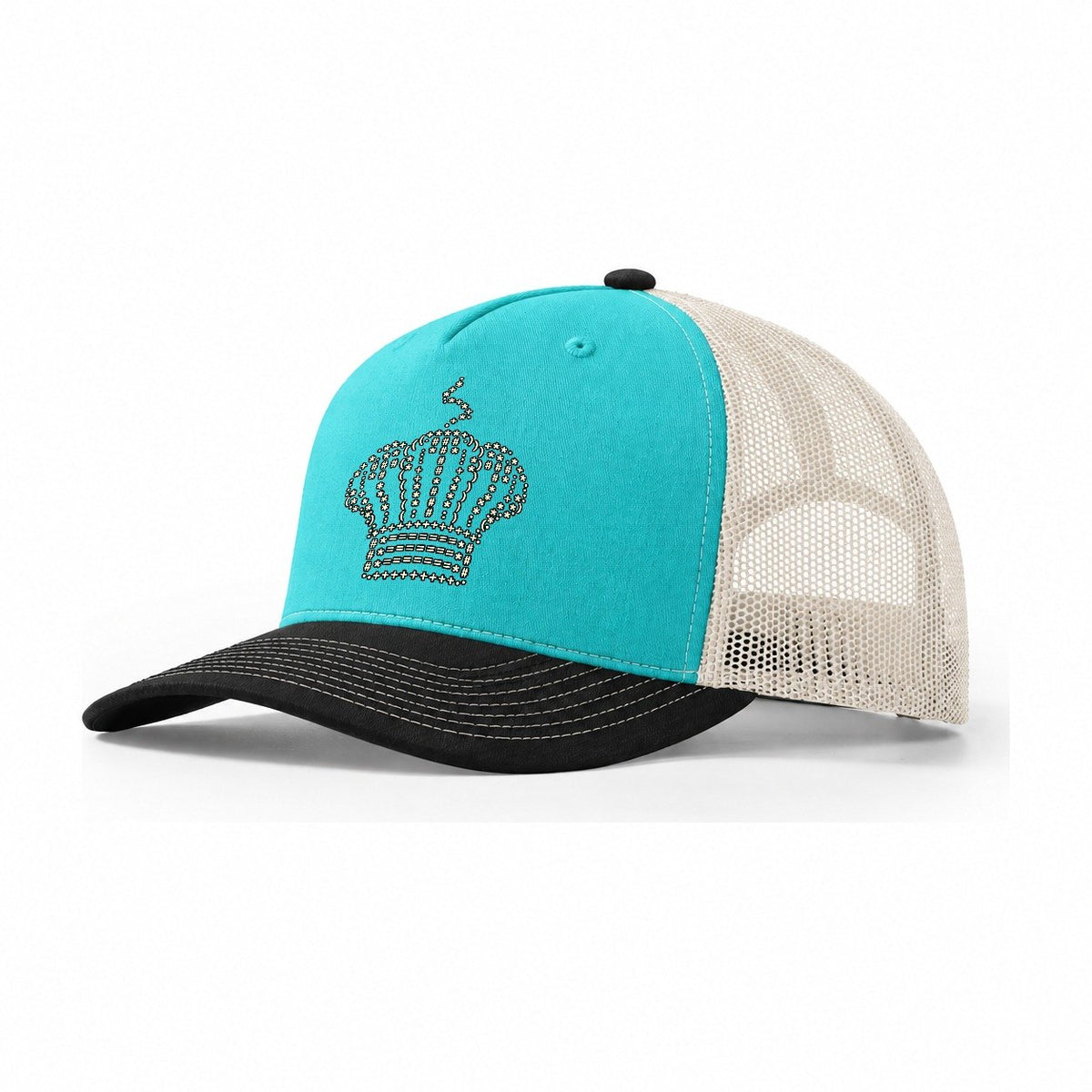 Chef Hat Steam Trucker Hat – Aqua Black White