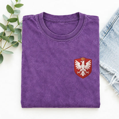 Poland White Eagle Left Chest Vintage T-shirt – Purple