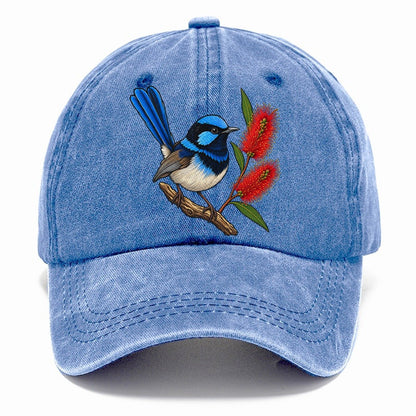 Superb Fairywren And Bottlebrush Australia Cultural Icons Classic Cap – Summer Sky