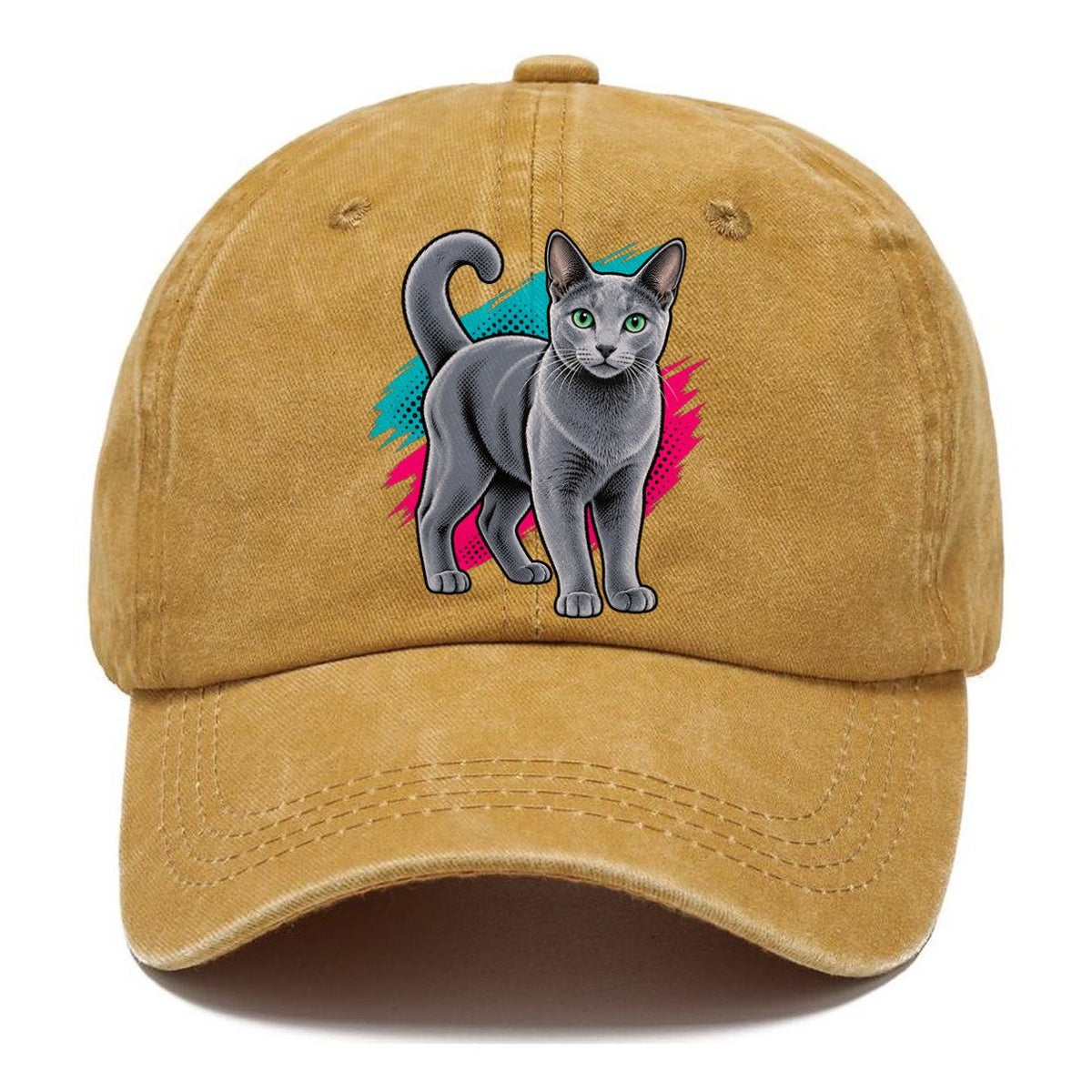 Pop Art Russian Blue Cat Standing Three Quarter Classic Cap – Golden Harvest