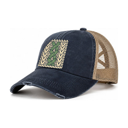 Cable Stitch Swatch Yarn Crafts Women's Ponytail Trucker Hat – Navy Khaki