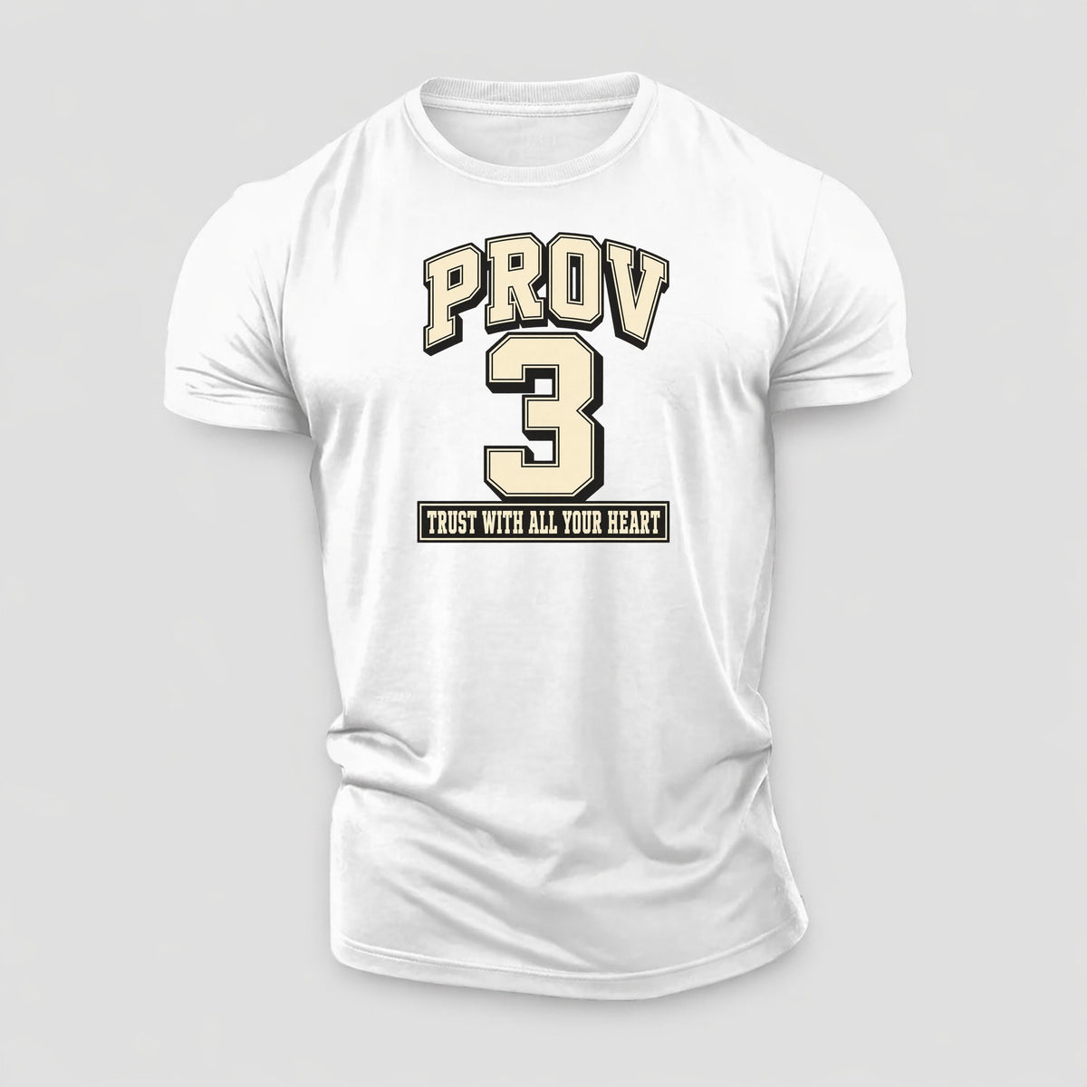 Proverbs 3 Varsity Chapel Varsity Cotton T-Shirt – White