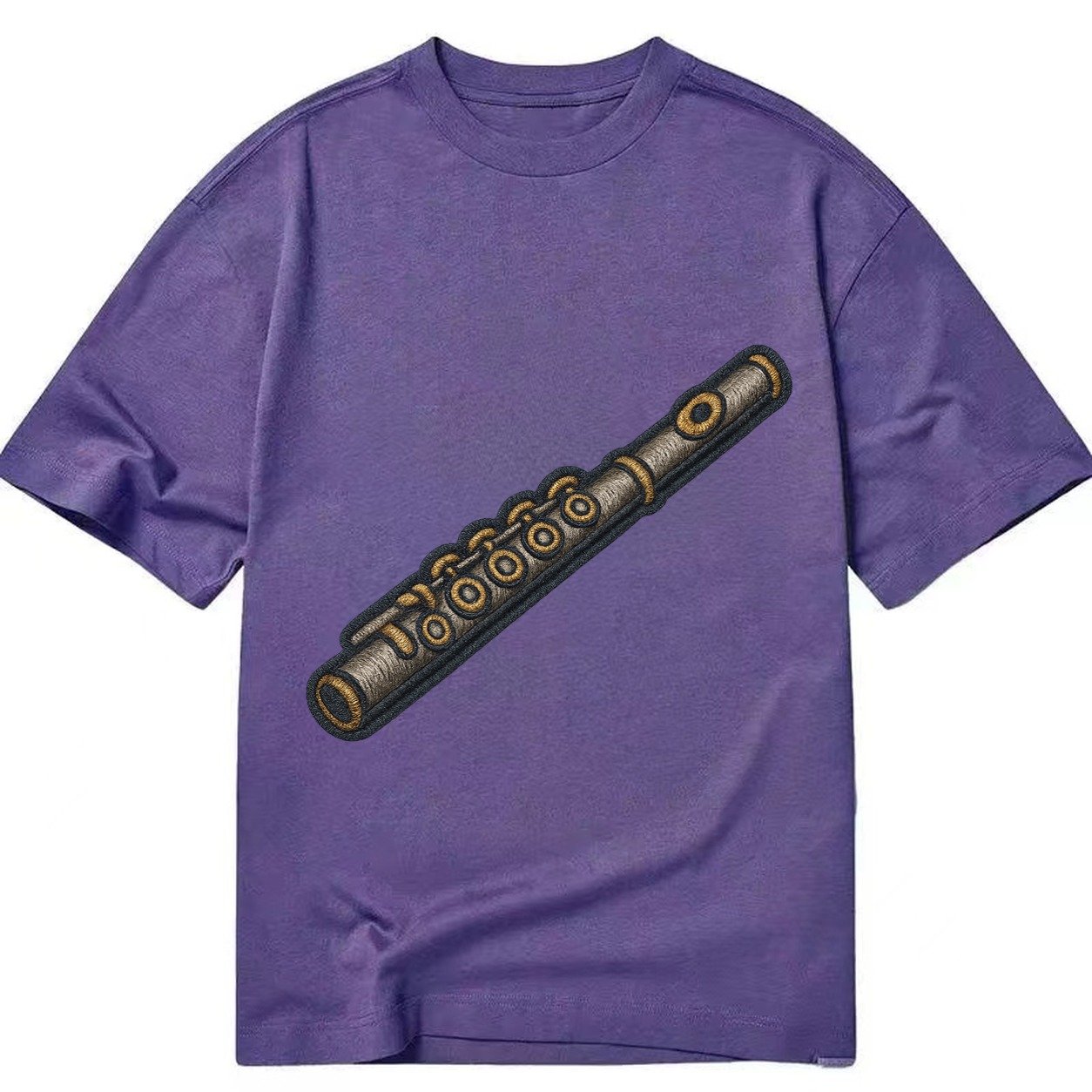 Flute Silver Flute With Keys And Embouchure Hole Classic T-shirt – Purple
