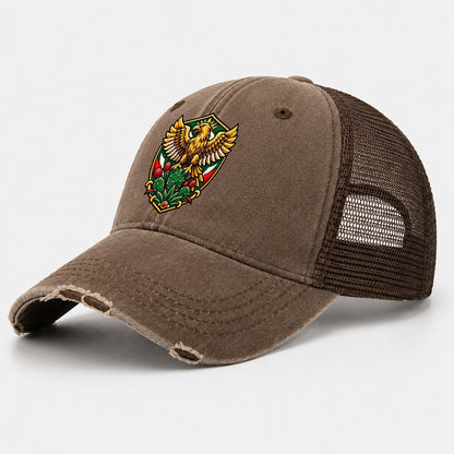 Mexico Minimal Emblem Country Logos Washed Trucker Hat – Coffee