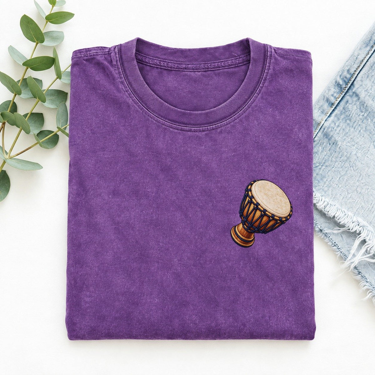 Djembe Rope Goblet Left Chest Thread Signatures II Left Chest Vintage T-shirt – Purple