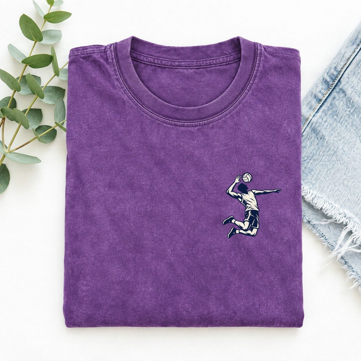 Volleyball Spike Left Chest Vintage T-shirt – Purple