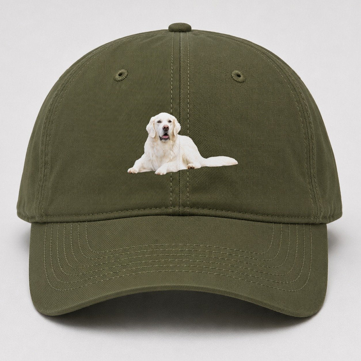 White English Cream Golden Retrievers Baseball Cap – Army Green
