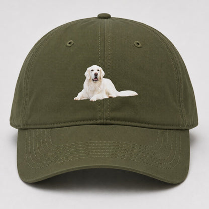 White English Cream Golden Retrievers Baseball Cap – Army Green