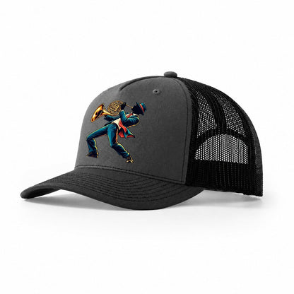 French Horn Icon Music Instruments Trucker Hat – Dark Grey Black
