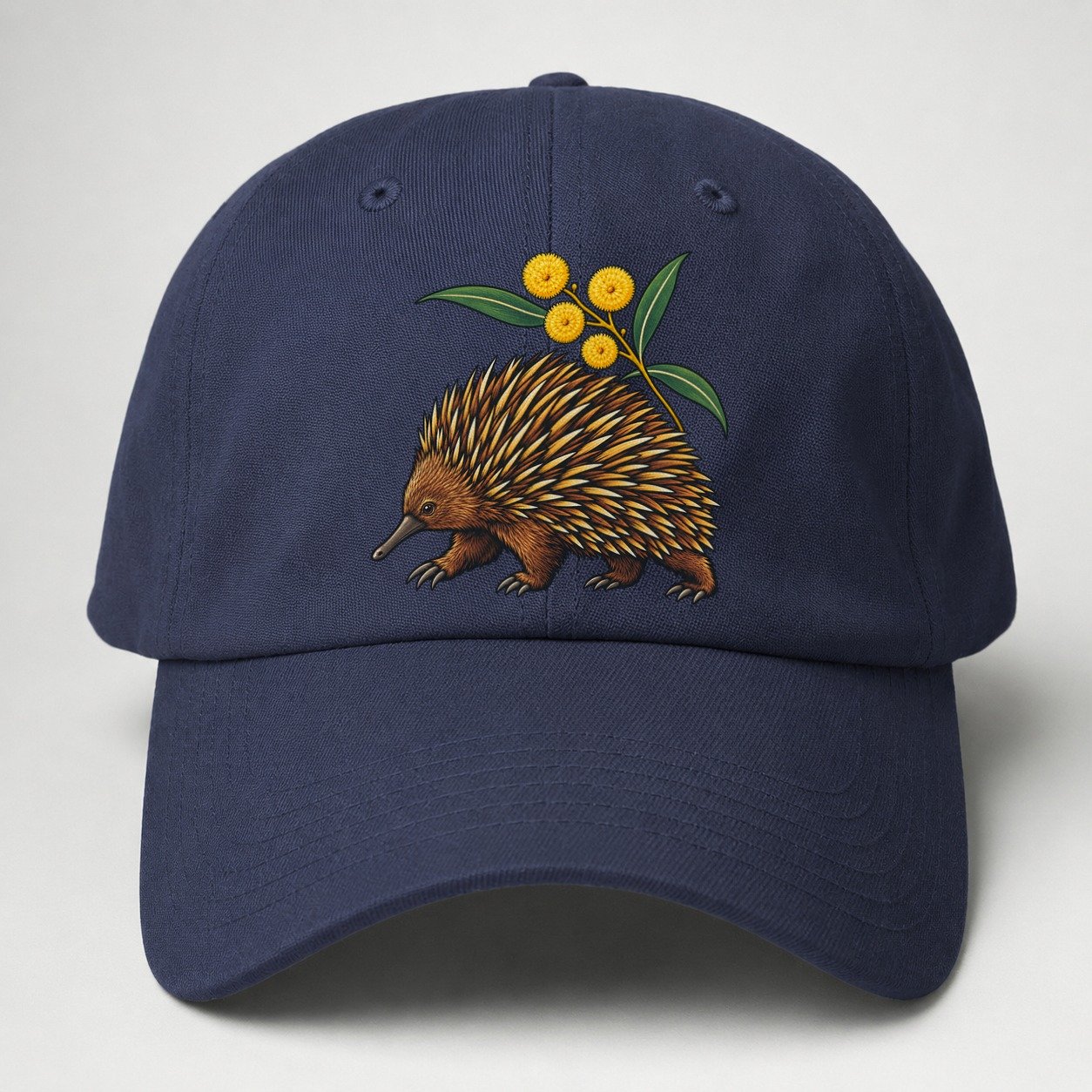 Short Beaked Echidna And Golden Wattle Australia Cultural Icons Baseball Cap – Twilight Navy