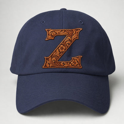 Tooled Leather Z Monogram Baseball Cap – Twilight Navy