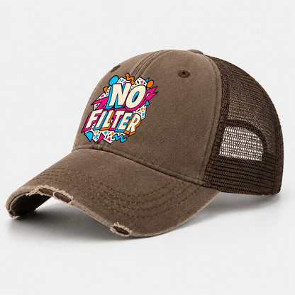 No Filter Crazy Styles Washed Trucker Hat – Coffee