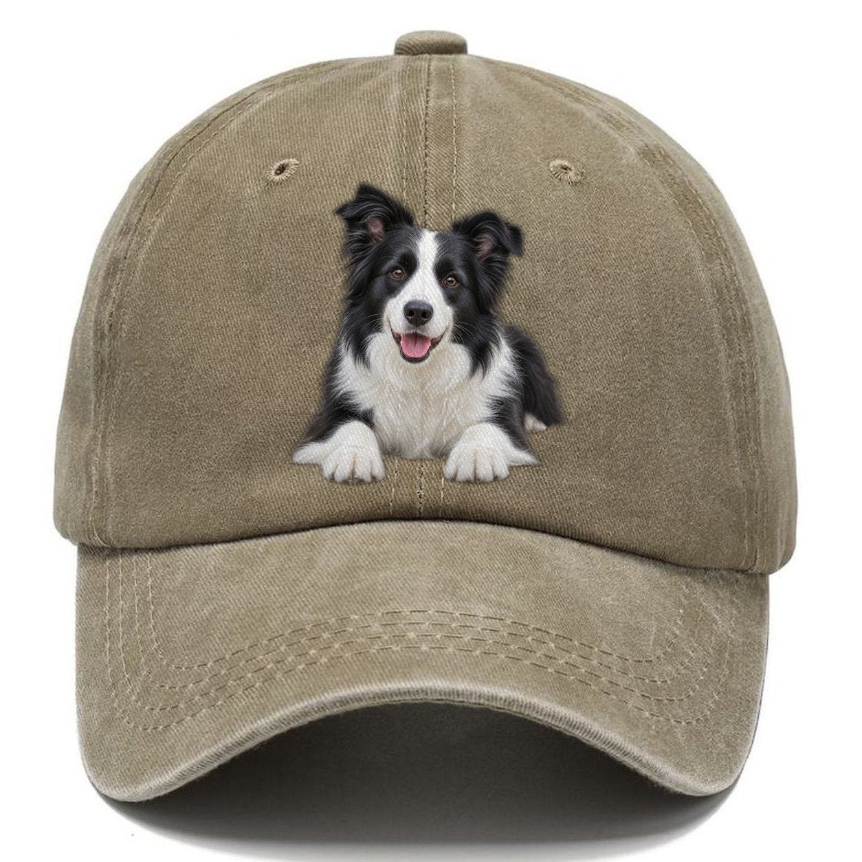 Border Collie Lying Down Top Breeds Classic Cap – Warm Sand