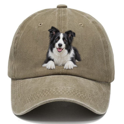 Border Collie Lying Down Top Breeds Classic Cap – Warm Sand