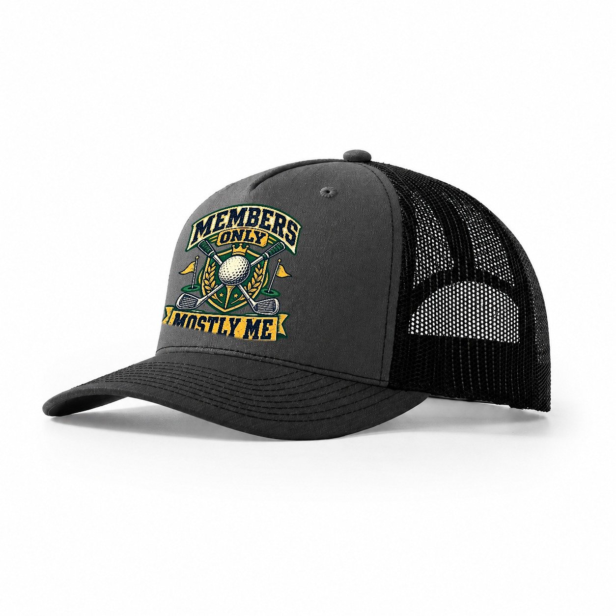 Members Only Mostly Me Golf Life Trucker Hat – Dark Grey Black
