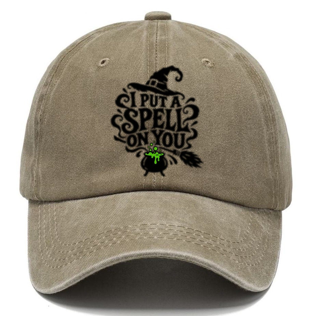 I Put A Spell On You Slogan Witch Magic Classic Cap – Warm Sand