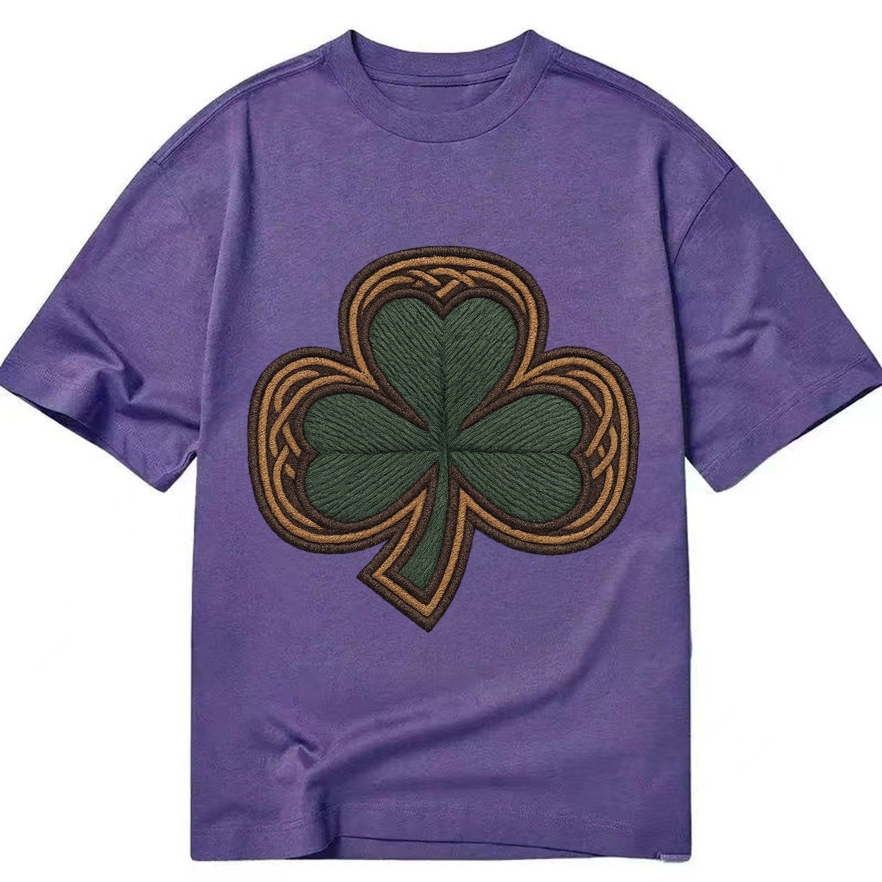 Shamrock Three Leaf Clover With Celtic Border Design Classic T-shirt – Purple
