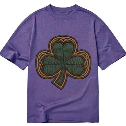 Shamrock Three Leaf Clover With Celtic Border Design Classic T-shirt – Purple