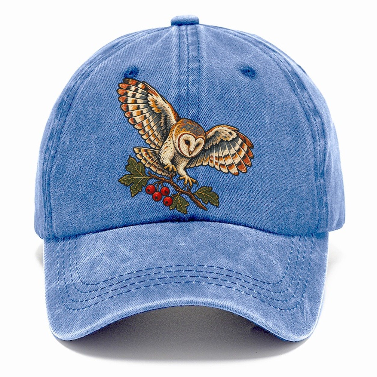 Barn Owl And Hawthorn Berries Uk Culture Heritage Classic Cap – Summer Sky
