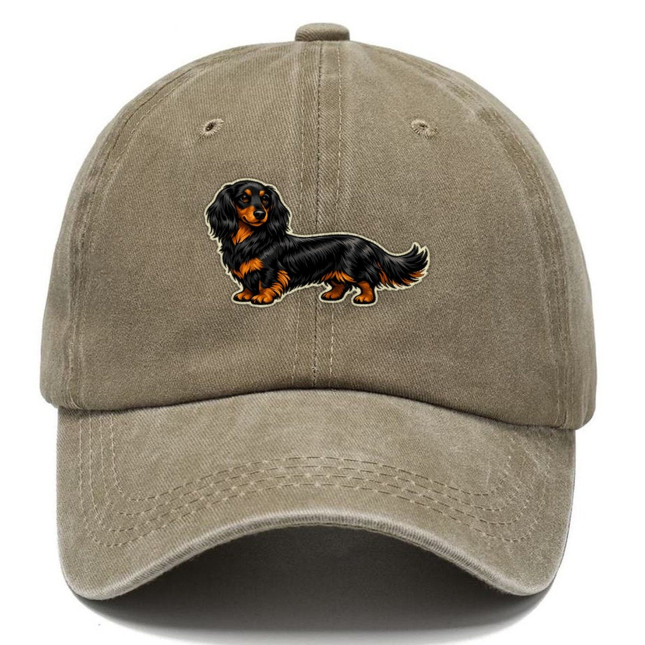 Black Tan Longhair Dachshund Classic Cap – Warm Sand