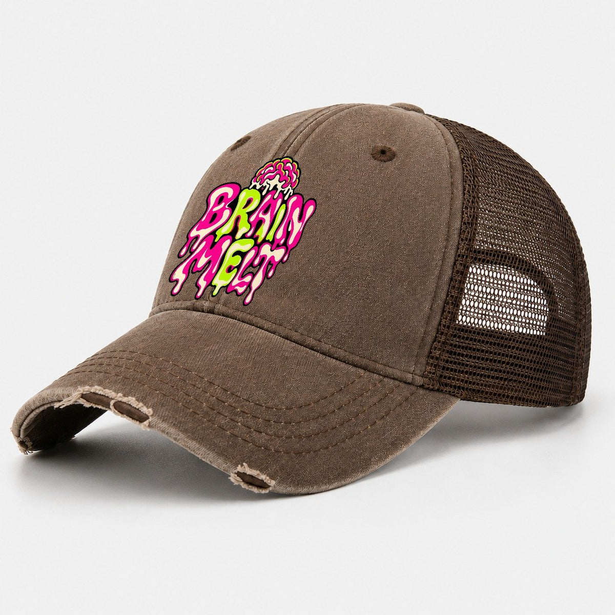 Brain Melt Crazy Styles Washed Trucker Hat – Coffee