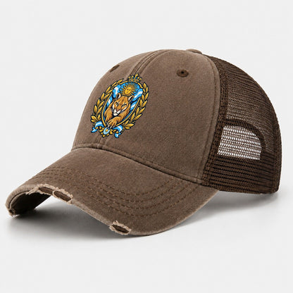 Argentina Heraldic Crest Country Logos Washed Trucker Hat – Coffee