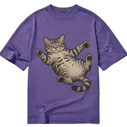 American Shorthair Silver Tabby Classic Pattern Fully Relaxe Classic T-shirt – Purple