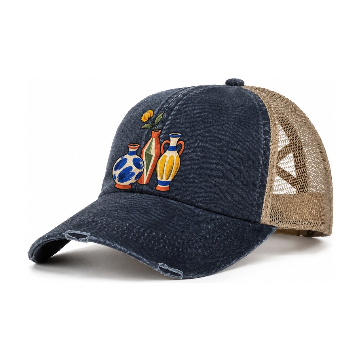 Bud Vase Trio Clay Color Makers Women's Ponytail Trucker Hat – Navy Khaki