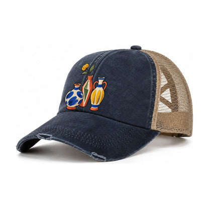 Bud Vase Trio Clay Color Makers Women's Ponytail Trucker Hat – Navy Khaki