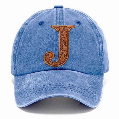 Tooled Leather J Monogram Classic Cap – Summer Sky