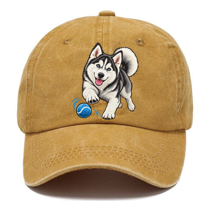 Blue-Eyed Husky Chasing Ball Classic Cap – Golden Harvest