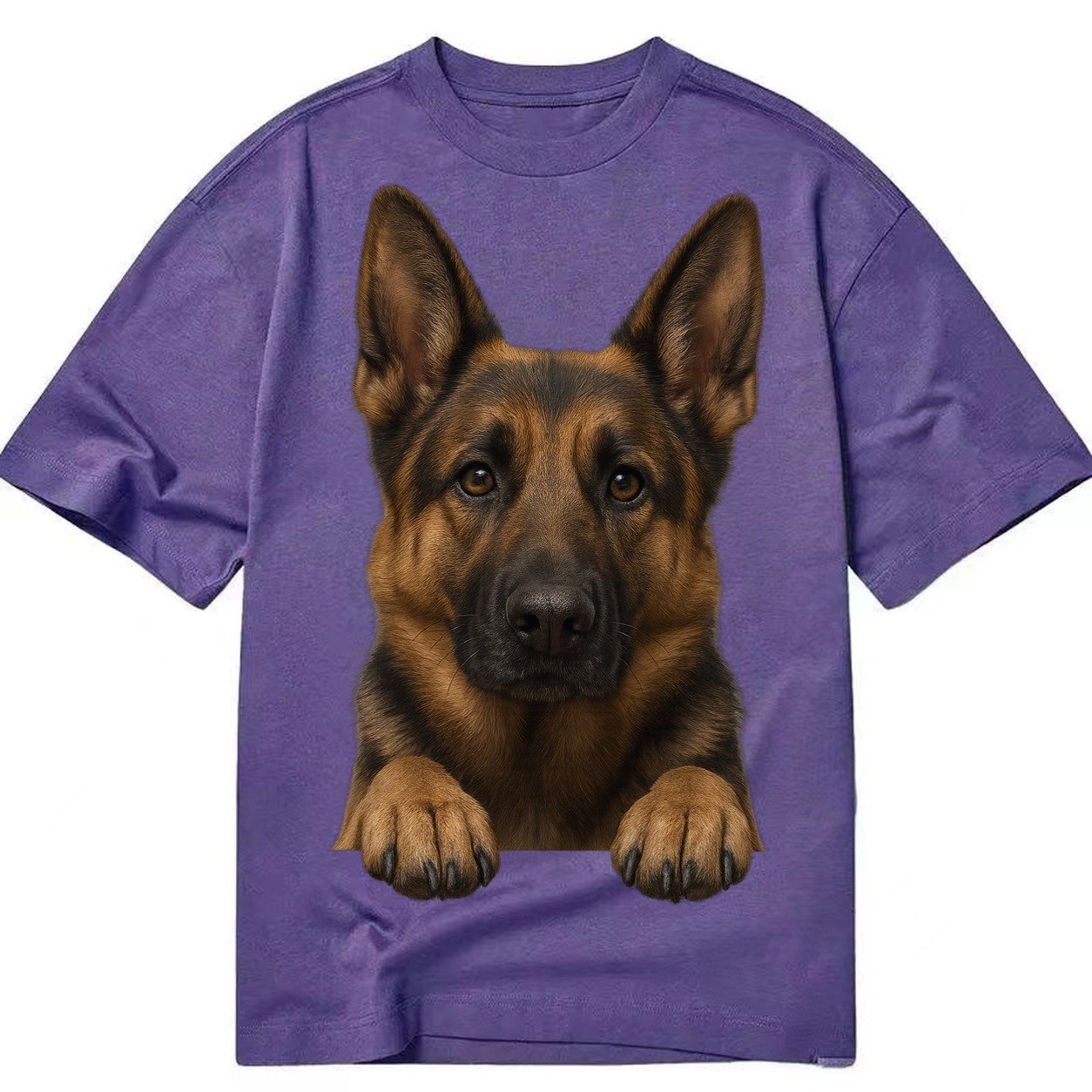 German Shepherd Alert Pointed Ears Intelligent Brown Eyes Bl Classic T-shirt – Purple