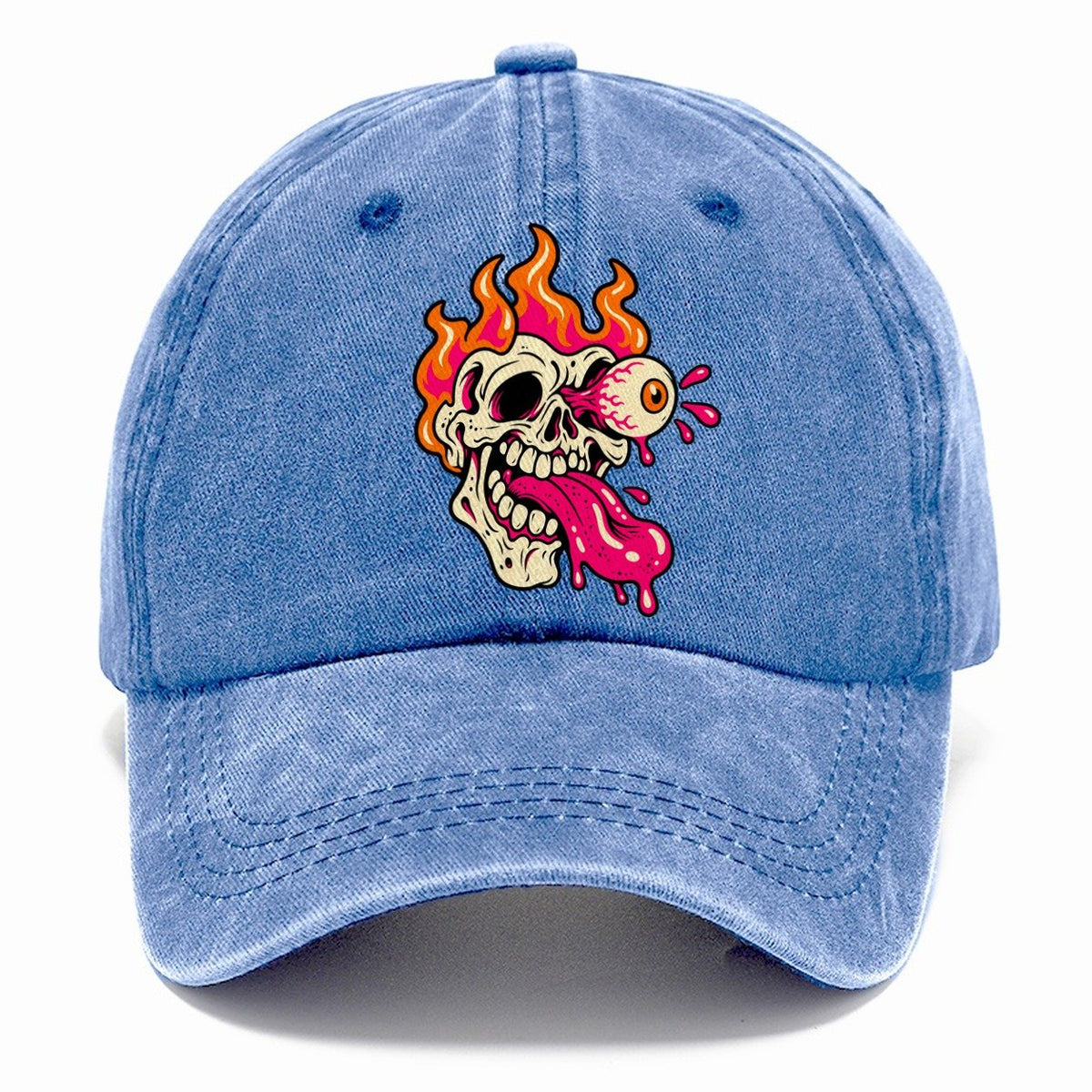 Flame Skull Tongue Crazy Styles Classic Cap – Summer Sky