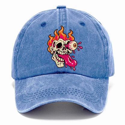 Flame Skull Tongue Crazy Styles Classic Cap – Summer Sky