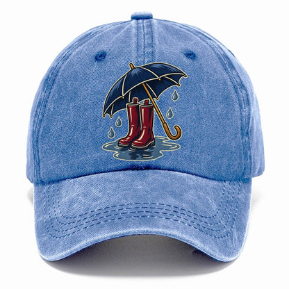Rainy Day Umbrella And Wellington Boots Uk Culture Heritage Classic Cap – Summer Sky